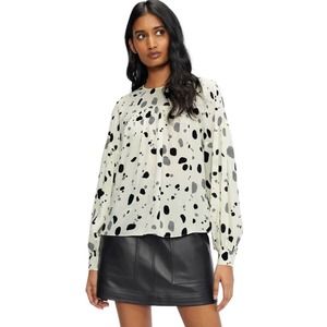 Ted Baker Women Size 3 M-L White spotted Dannica Yoke Long Babydoll Blouse